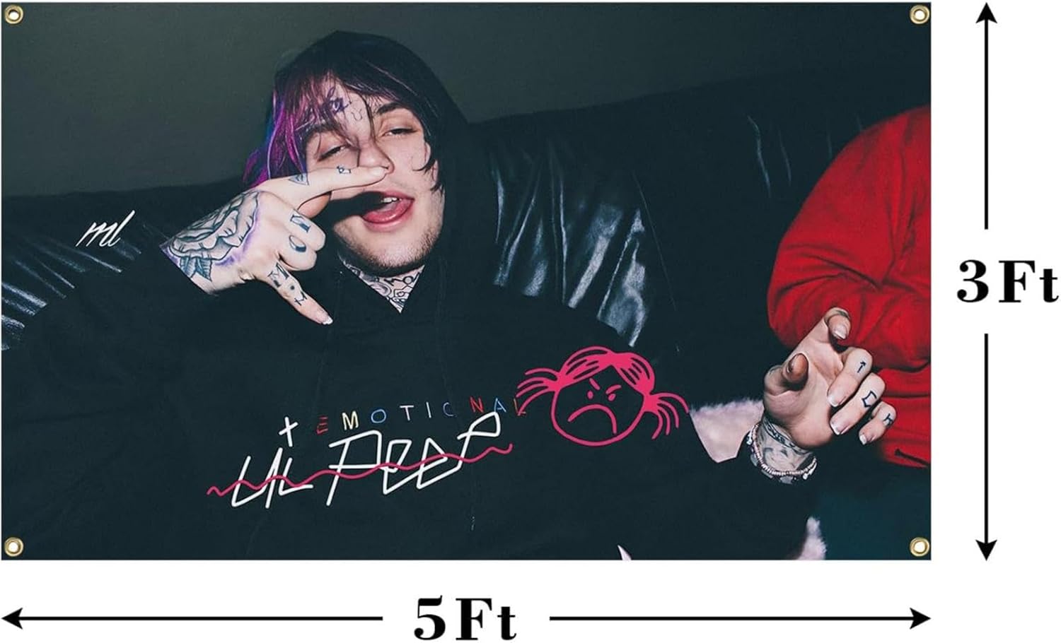 Rapper Music Poster Tapestry Flag 3X5ft Lil Singer Peep Banner 3X5ft Banner Home DecorTapestry Bedroom, Living Room,College Dorm Decor Can Be UsedIndoor and Outdoor