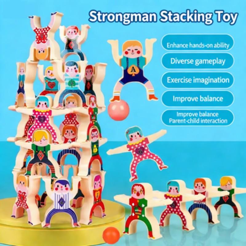 Stacking Toy, 48 Pieces Circus Acrobats Interlocking Puzzle, Balance Blocks Game, Toddler Jigsaw Toy, Suitable for Kids Aged 3+