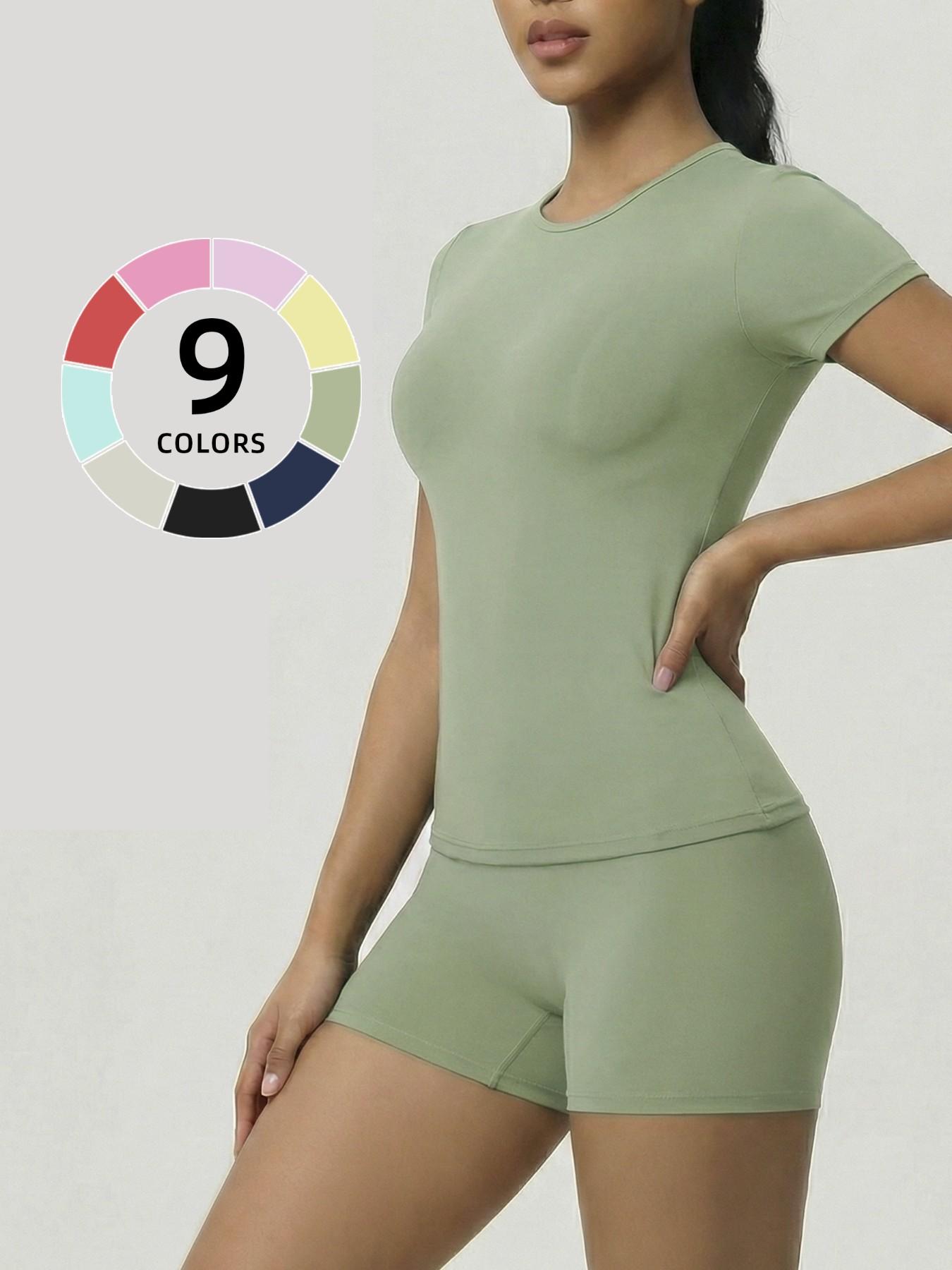 Women's Two-Piece Short Sleeve Top and Shorts Set, Sexy Casual Design, Comfortable Fit, Perfect for Daily Wear, All Seasons, Plain Style