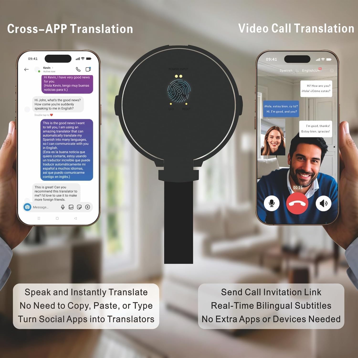 Language Translator Device for  Languages, Pocket AI Real Time Translation Device, Voice//Photo/Call/Offline Translate for Travel, Business & Learning (Black)