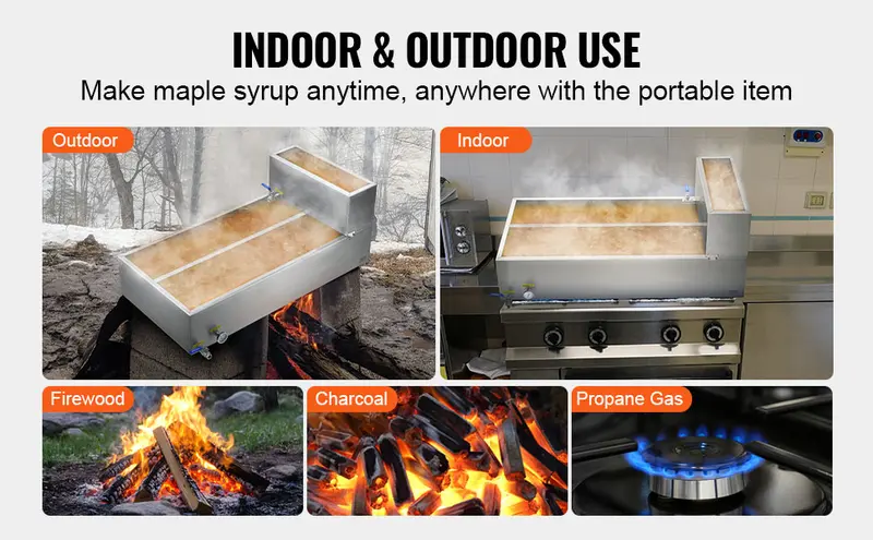 【toolupgrade】Maple Syrup Evaporator Pan, 47 Gallon, 683 Cups of 8.8oz Maple Syrup, Flat Evaporator Pan with Thermometer, 2 Valves and 3 Heating Methods, 304 Stainless Steel Maple Syrup Pan for Home, Outdoor