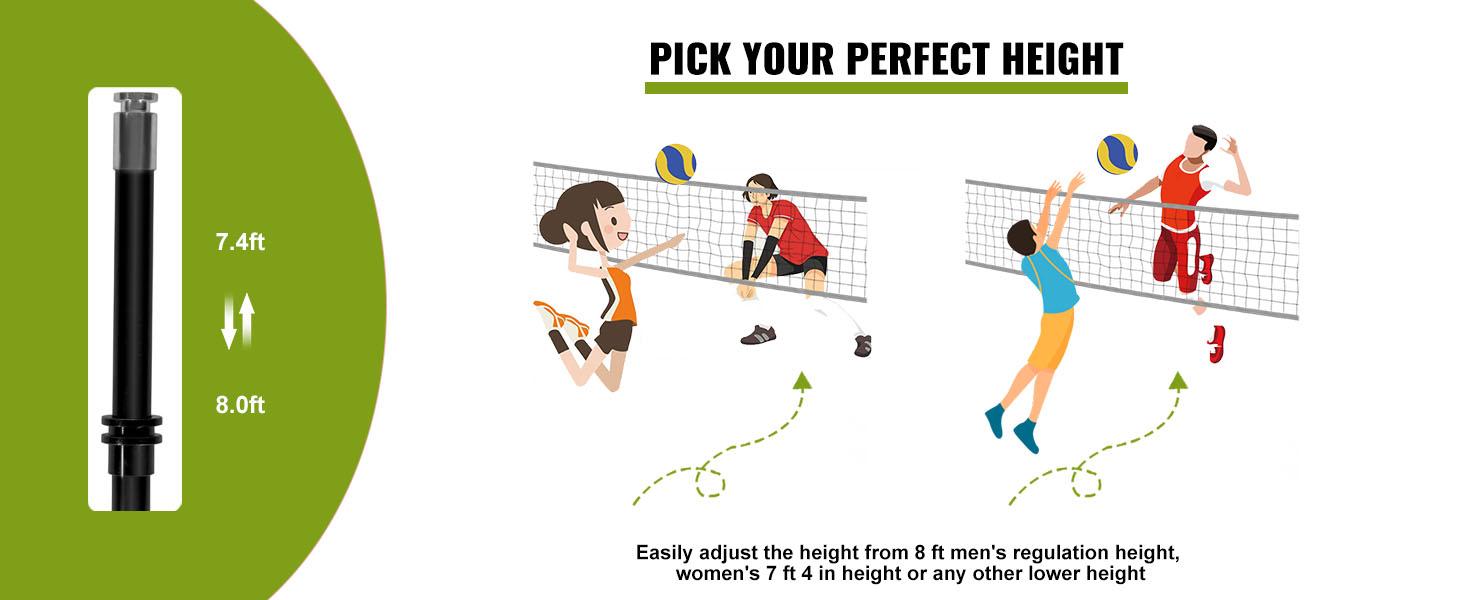 fathersdaygift  VEVOR Freestanding Volleyball Training Net for Indoor or Outdoor Use, Adjustable Height Portable Net System with Carrying Bag, Professional Volleyball Practice Trainer for Hitting or Serving Drills