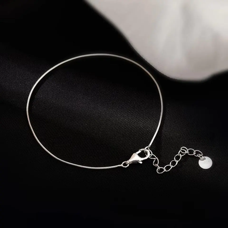 925 Sterling Silver 20cm Snake Chain Lucky Bracelets Woman Party   Wedding Jewellery