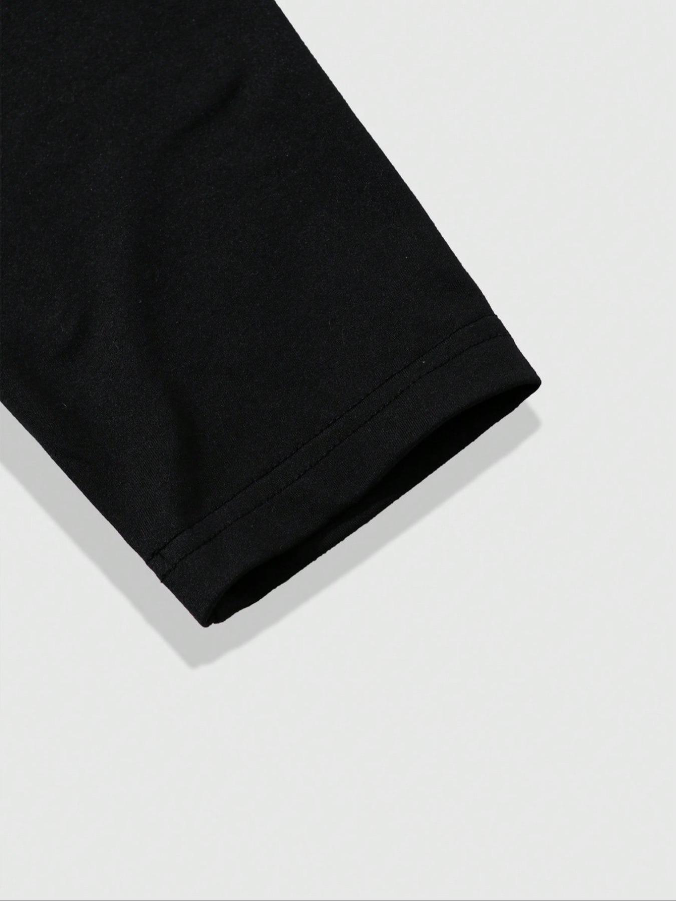 Men's Breathable Fitted Long Sleeve Compression Sports T-Shirt with High Neck Design, Fitness Long Sleeve T-Shirt