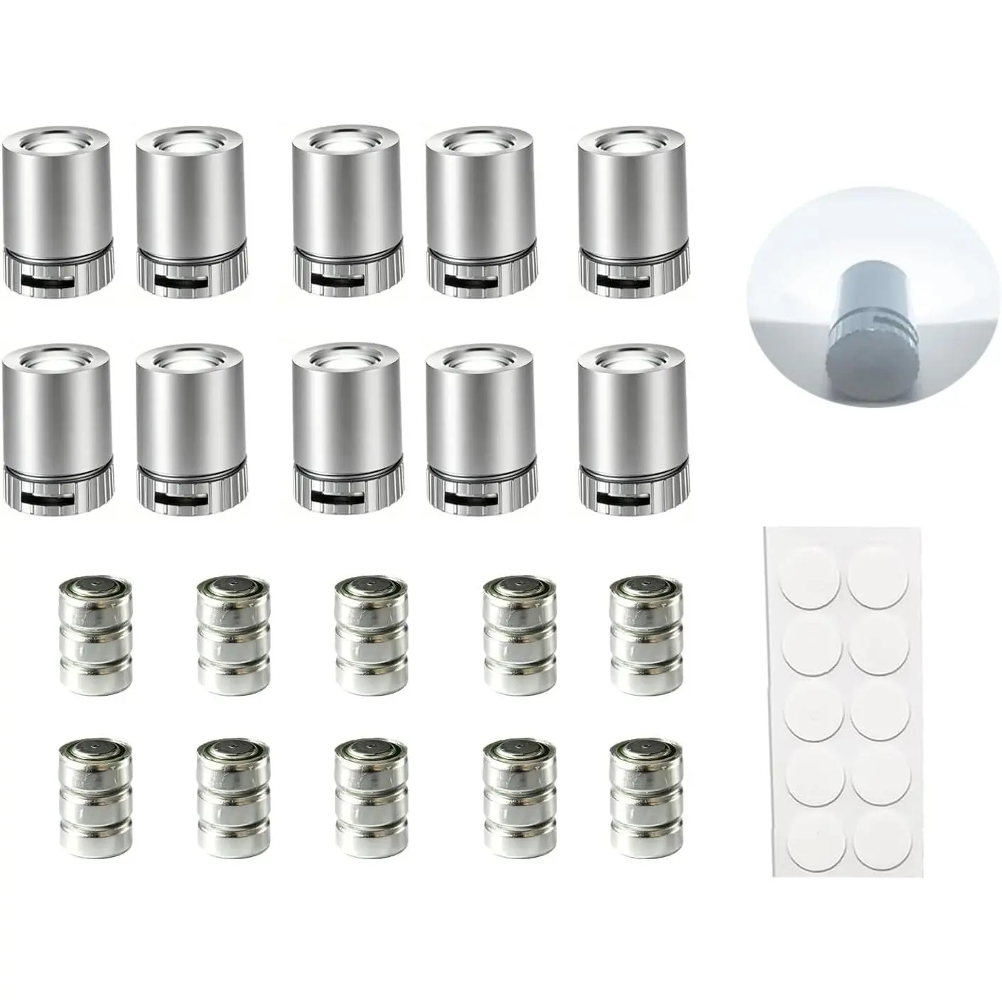 Mini LED Lights 10 Pcs for Dollhouse with 10Pack Backup Battery, Small Spotlight Battery Operated Miniature Tiny Lighting for DIY Crafts, Model Kits & Party Decor
