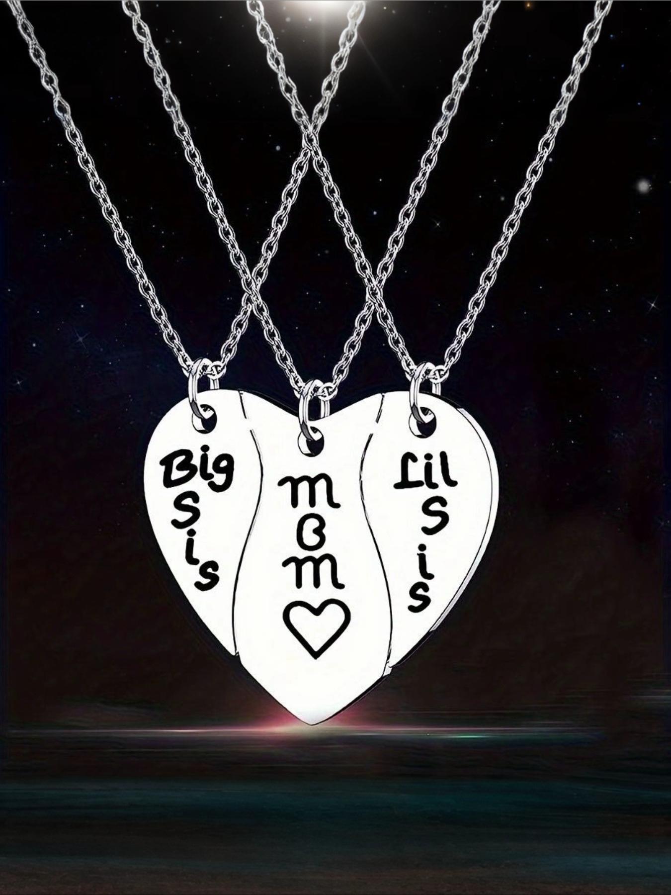 Stainless Steel Heart-Shaped Mother and Daughter Necklace Set, Elegant Mother's Day Gift with "Big Sister" and "Little Sister" Pendants, Perfect for Daily Wear or Gifting, Necklace for Women/Lady, Mother's Day Jewelry, Elegant Necklace, Durable Jewelry
