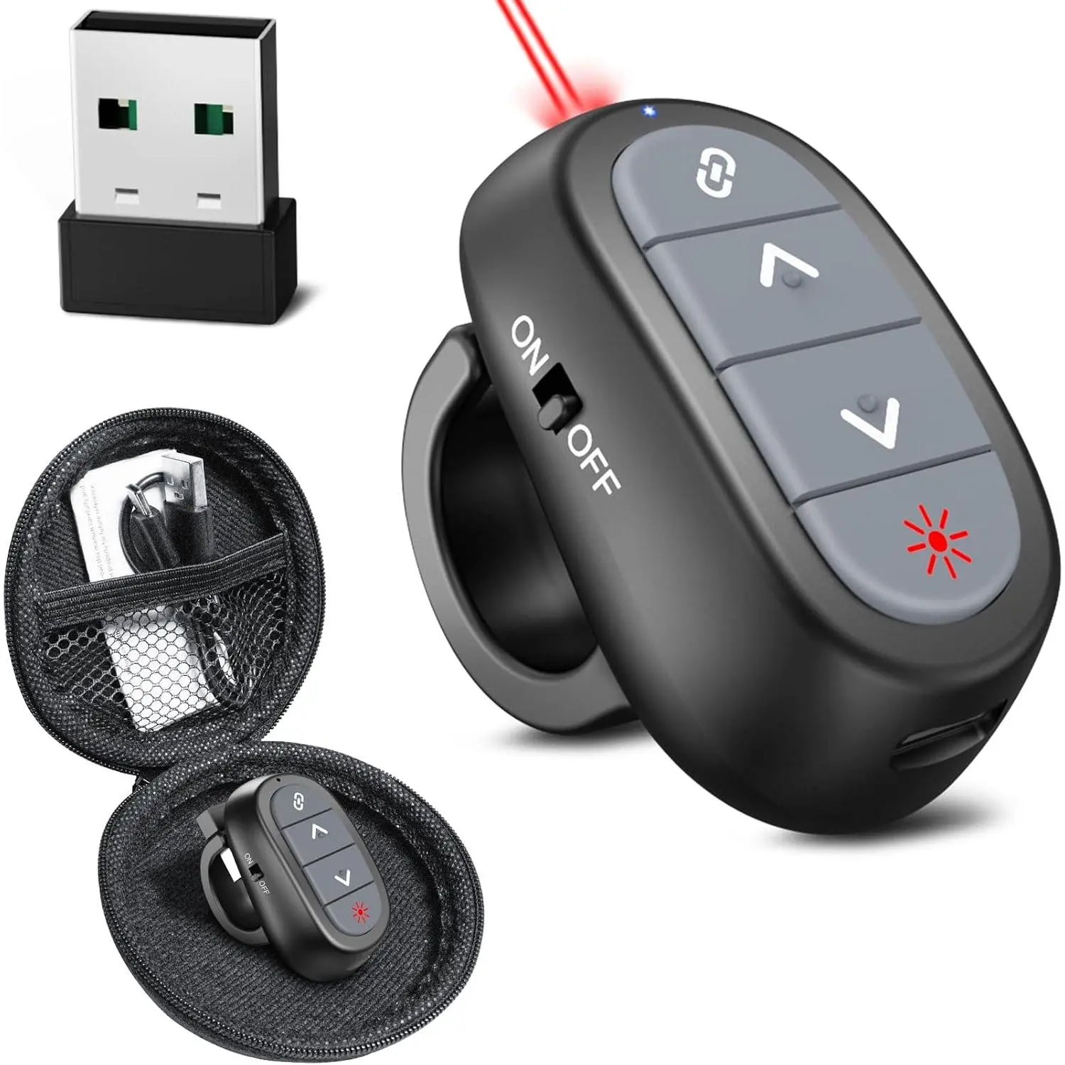Finger Ring Presentation Clicker PowerPoint  Presenter with Case
