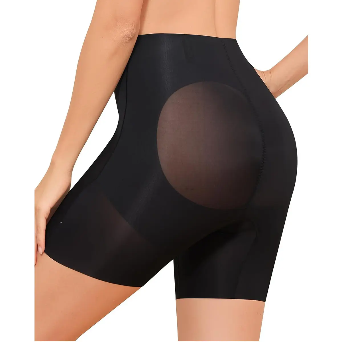 LEVAO Women's High-Waisted Solid Shapewear Shorts - Silky Ice Silk Nylon-Elastane Fabric, Seamless Everyday Underwear with Tummy Control, Butt Lift & Body Slimming, Cold Wash Compatible