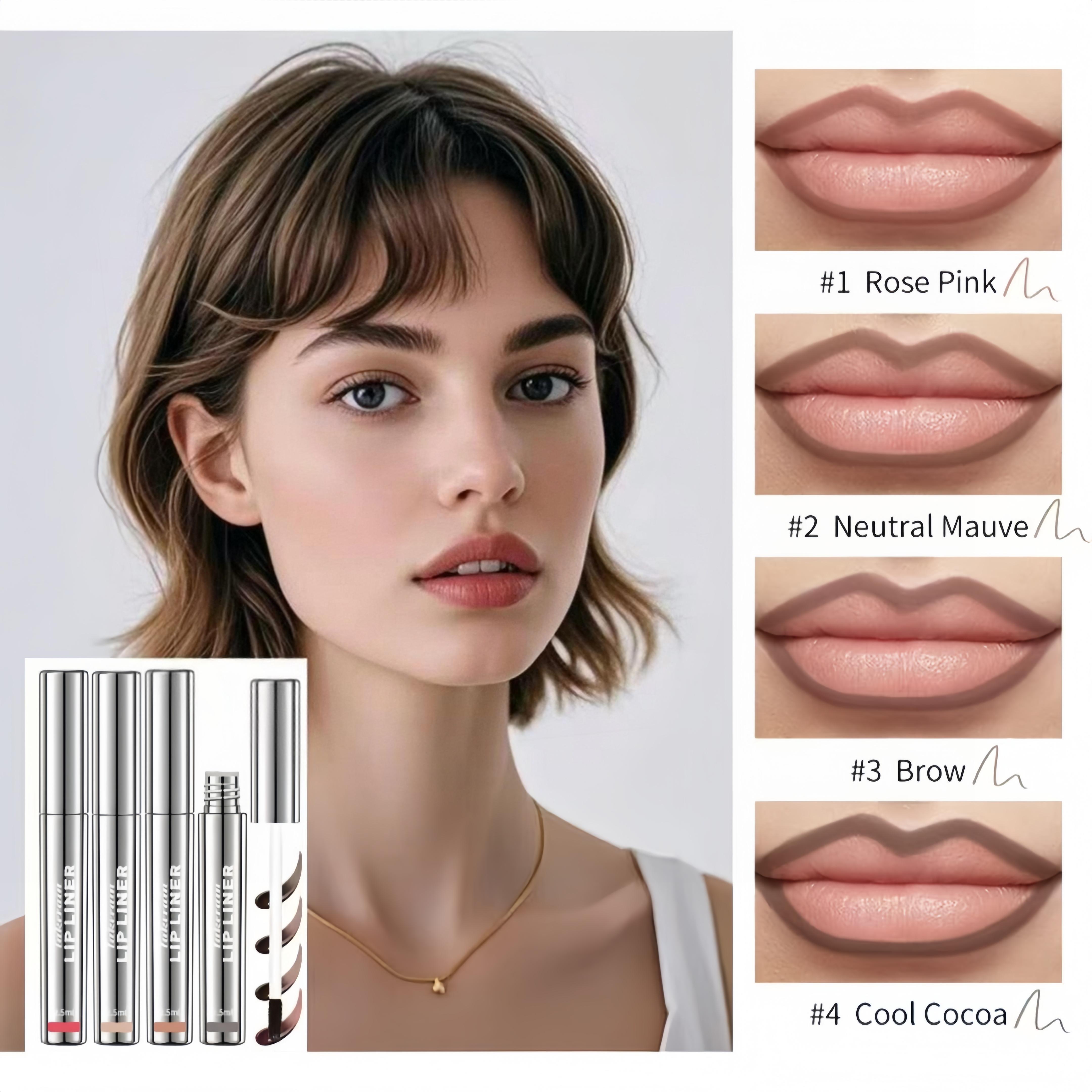 4Pcs Peel off Lip Liner Stain, Lip Gloss Lip Tint Set, Peel Off Nude Lipliner Makeup Velvet Matte Tattoo Peel Off Lip Liner Set Long-Lasting Waterproof Transfer-proof Brightening