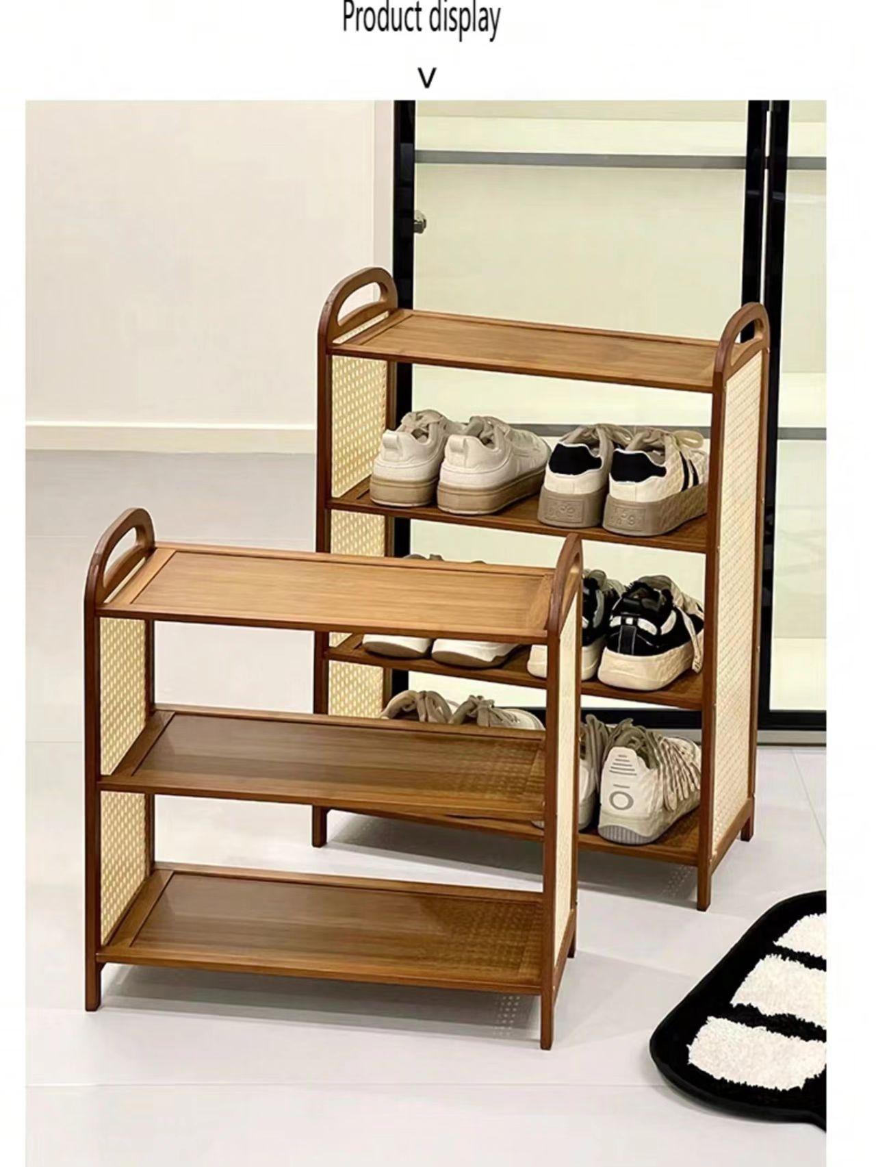 3-Tier Bamboo Shoe Rack, Multi-Layer Stand-Up Organizer, Ideal for Entryway, Hallway, Bedroom Closet, Space-Saving Design, Modern Shoe Organizer, Wooden Shoes Rack