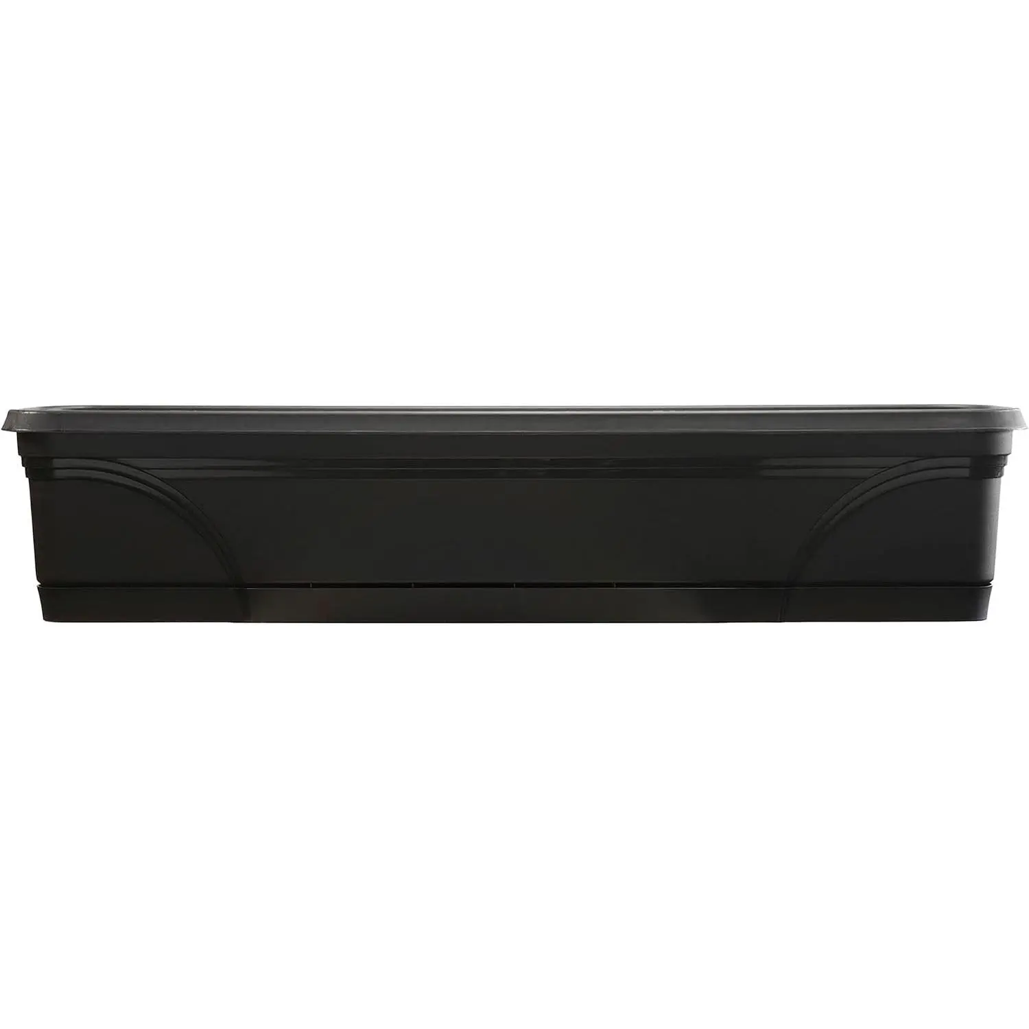 36 Inch Medallion Weatherproof and Sunray Protected Plastic Hanging Windowsill Garden Box Planter with Drainage Holes, Black