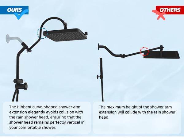 Hibbent Upgraded cUPC Certified 5-spray 13'' Shower Head for Easy Reach, High Pressure Rainfall Showerhead Combo with 10-mode Handheld Spray, 12'' Extension Arm, 4-way Diverter, 71'' Hose, Showerhead Holder, Black