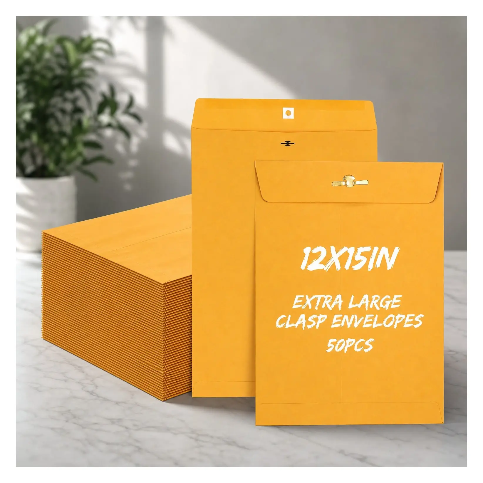 50 Pack 12 x 15 Inch Extra Large Kraft Clasp Envelopes, Jumbo Manila Catalog Envelopes with Metal Clasp Closure for Mailing Oversized Documents, Office, Home, Business, Legal, School Storage & ShippingGift