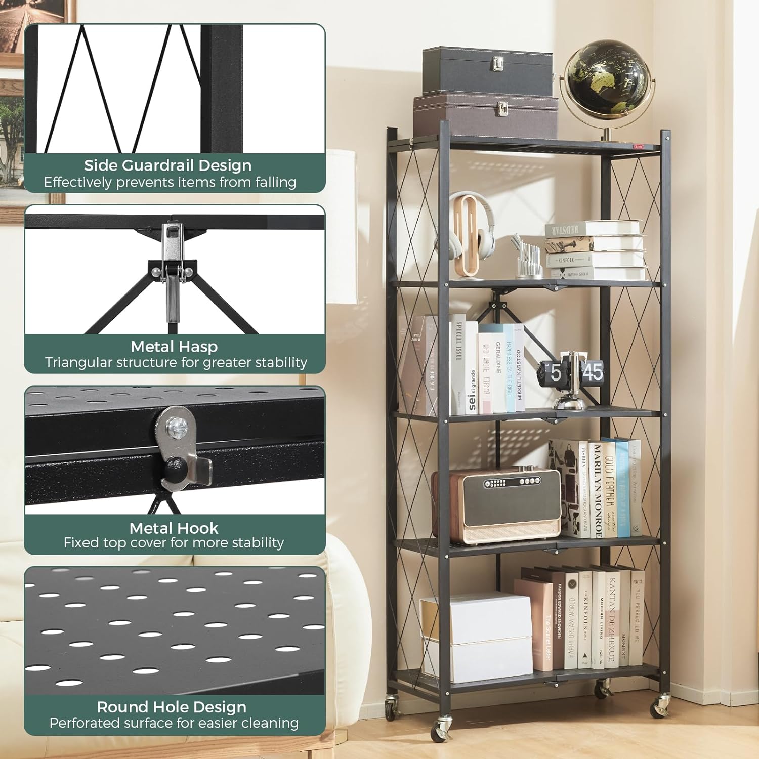 Joybos Foldable Storage Shelving Unit with Lockable Wheels, Space-Saving Organizer Rack for Home and Office, Freestanding Metal Rack, White rotatablerackshoes Space-Saving balcony plantstand stable garage storage holders & racks Joybos Foldable Storage Shelving Unit with Lockable Wheels, Space-Saving Organizer Rack for Home and Office, Freestanding Metal Rack, White rotatablerackshoes Space-Saving balcony plantstand stable garage storage holders & racks