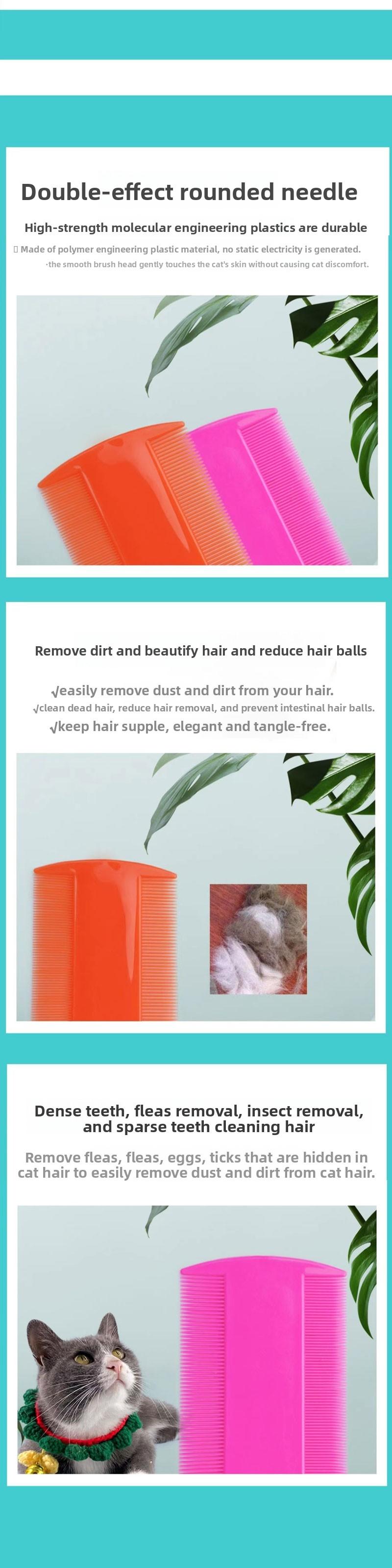 4-Piece Anti-Cavity Pet Combs, Dense Tooth Design, Plastic Material, Perfect for Dog & Cat Grooming, Lice Removal Tool