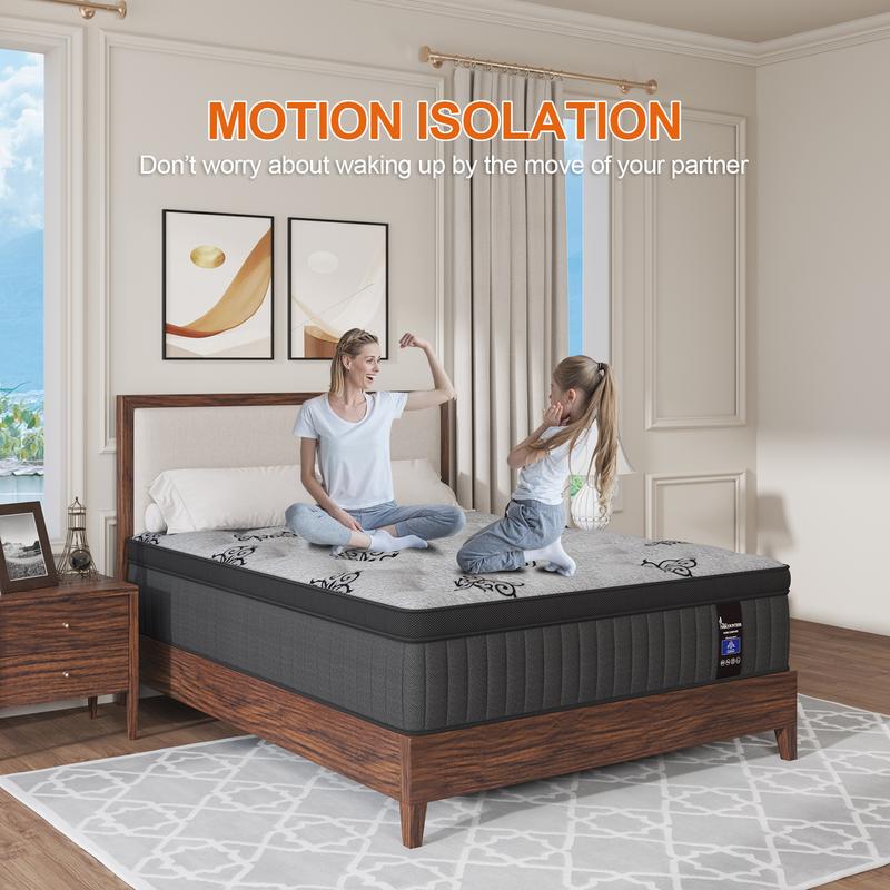 Twin Full Queen King Mattress in a Box, 10 Inch Hybrid Mattresses with Gel Memory Foam and Individually Pocket Innerspring Euro Top Medium Firm for Motion Isolation, Edge Support Twin Full Queen King Mattress in a Box, 10 Inch Hybrid Mattresses with Gel Memory Foam and Individually Pocket Innerspring Euro Top Medium Firm for Motion Isolation, Edge Support