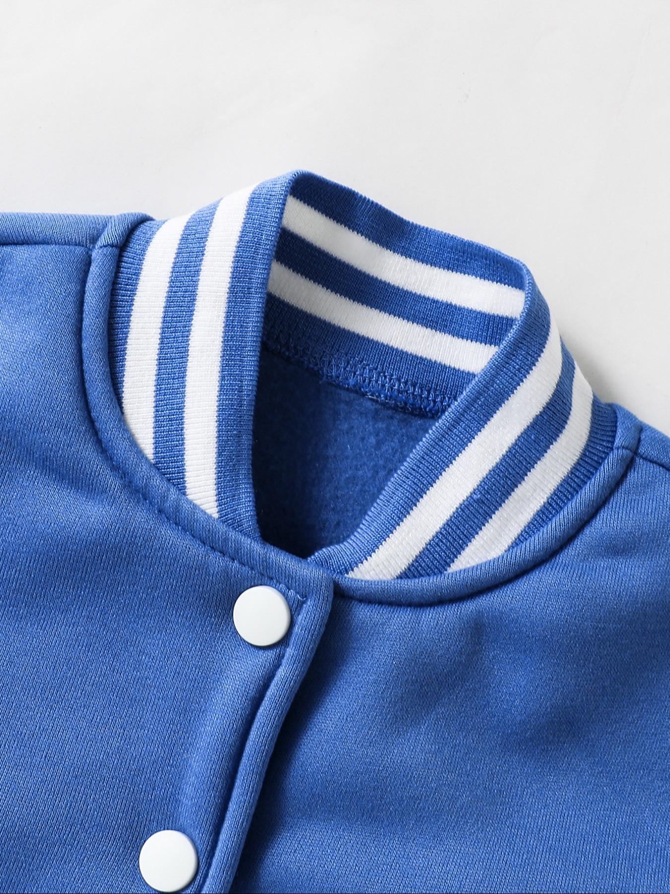 KPOP – The Huntress Girl Group  Girls' Short Baseball Coat, Cartoon Pattern Design, Elastic Fabric, Casual Sports School Uniform, Fall & Winter Outerwear, Casual Cute Outerwear