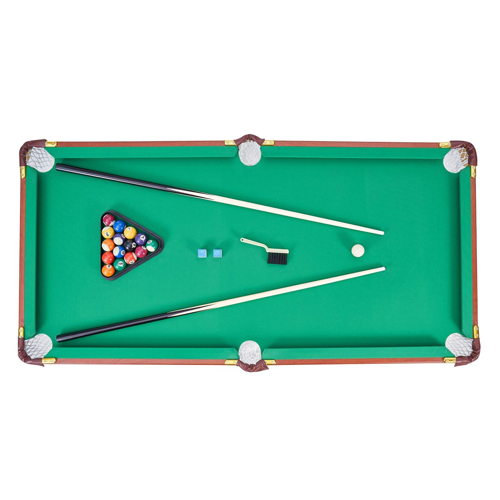 fathersdaygift VEVOR Folding Pool Table, 4.5 ft Portable Billiards Tables, Foldable Space-Saving Entertainment Game Set Includes Ball, Cue, Rack, Chalk, Brush, Brown with Bule Cloth, for Family Use, Recreation Room
