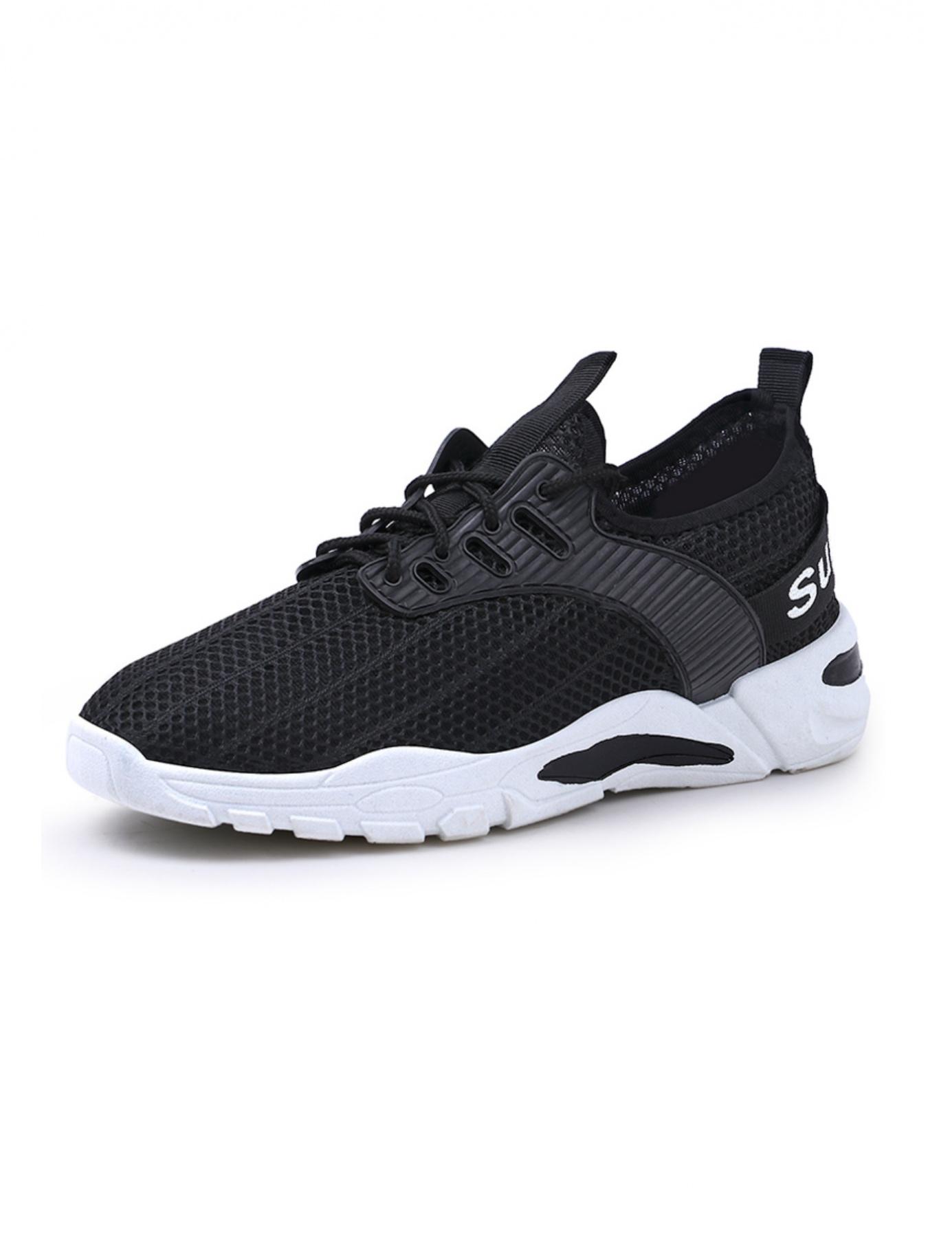 Men's casual sports shoes, simple woven shoe wrap comfortable, thick sole design stable support, heel loop and brand logo fashionable embellishment, classic and versatile color matching, preferred for daily commuting leisure sports wear
