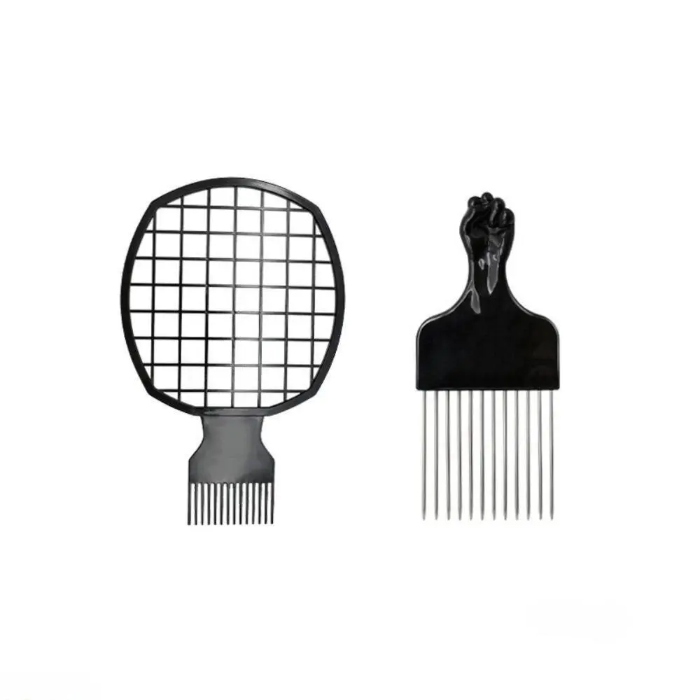 Male Adults' 2PCS Durable Hair Styling Kit - 18.3cm Afro Twist Foil Tools, Fluffy Curl Enhancing Mesh Comb, Steel Pin Comb & Small Hole Hair Sponge Set, Texturizing