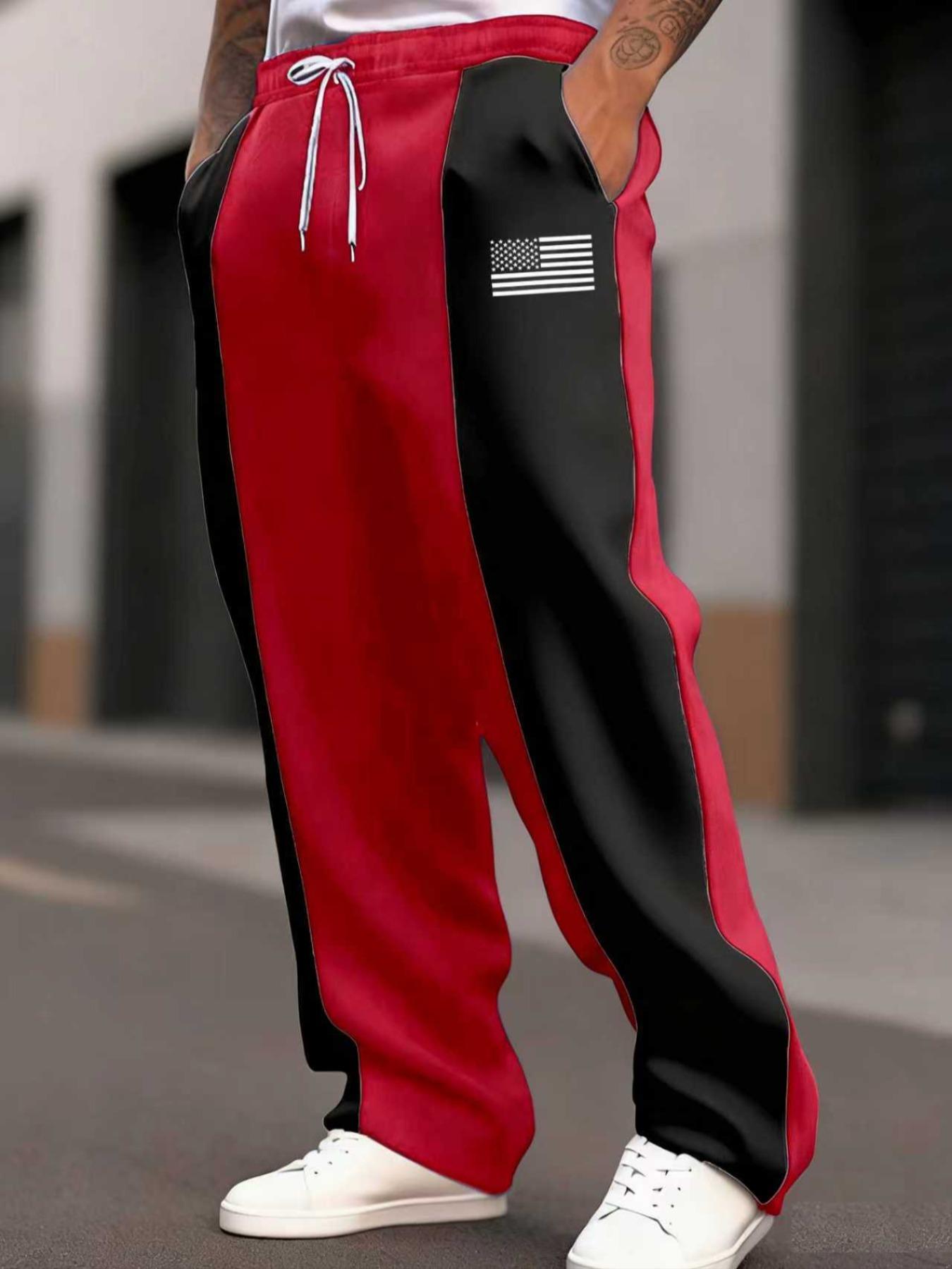 Men's Regular Fit Colorblock Print Sweatpants, Casual Comfy Breathable Jogger Pants for Daily Wear, Men's Trousers for All Seasons, Athleisure Style Bottoms