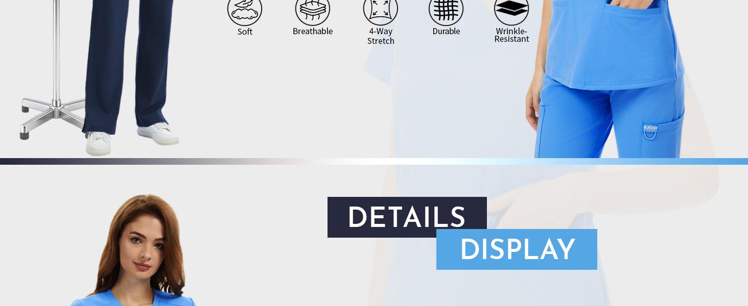 Kecols Scrub Tops for Women - V-Neck with 2 Pockets, Soft 4-Way Stretch, Anti-Wrinkle & Easy Care for Medical Uniforms SpringStatements