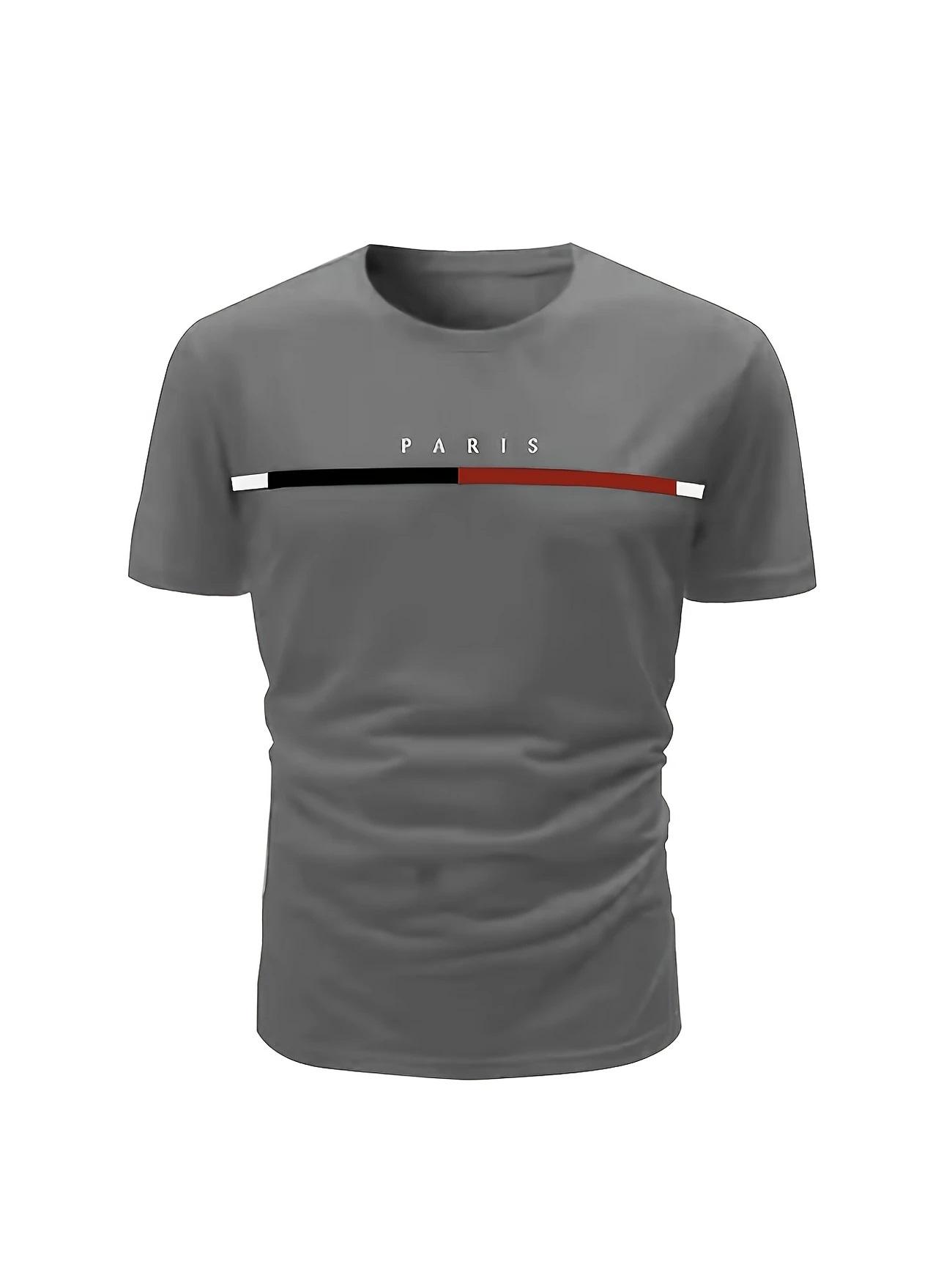 5-piece men's daily casual short-sleeved crew neck T-shirt, breathable and lightweight, Outdoorfun，suitable for summer sports and leisure wear, outdoor clothing, comfortable and breathable stretch fabric men's tops