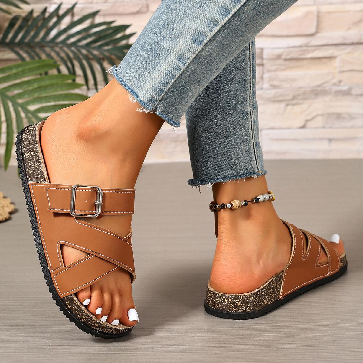 2026Casual printed Women sandals with velcro, Casual Summer Footwear, are versatile and cozy, perfect for going out in summer.