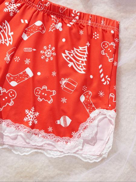 Women's Christmas Pajama Set, Fitted Nightwear Suit with Vest, Casual Style for All Seasons, Perfect Birthday Gift Idea