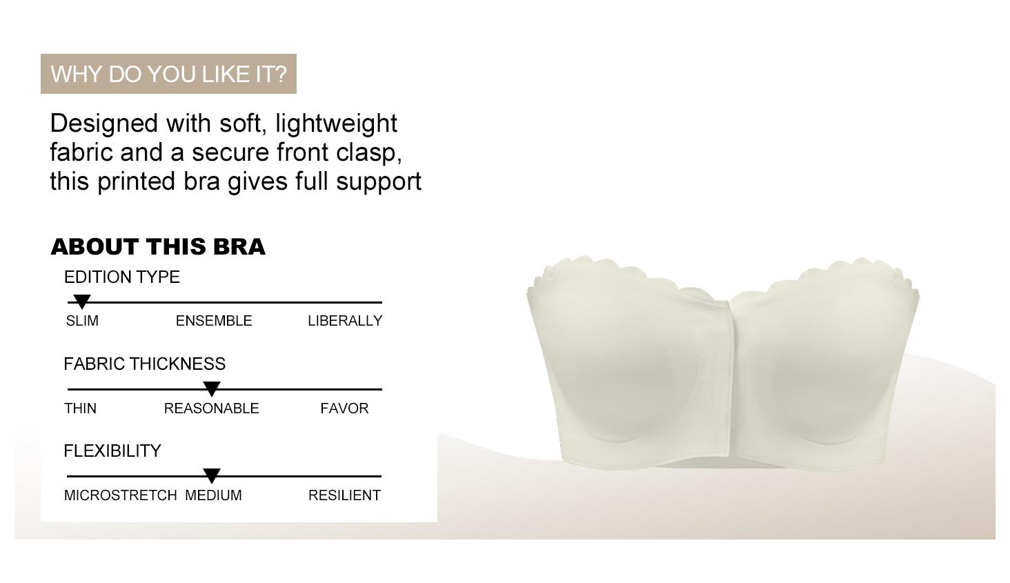 5 Pack Strapless Bras for Women Non-Slip Silicone Removable Padded Bandeau Bra Wireless Tube Top Front Closure Bra Womenswear