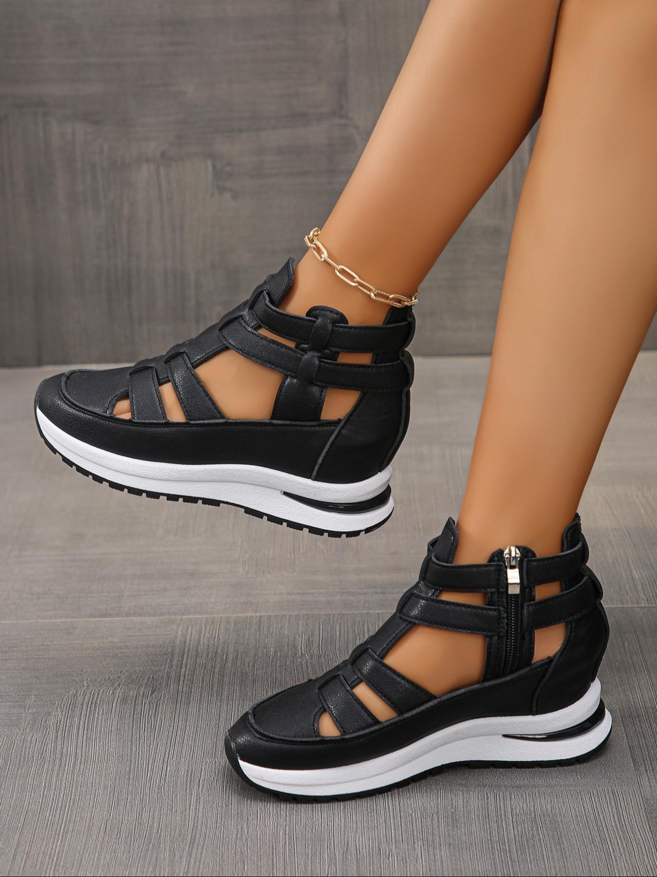 Fashionable Solid Color Platform Sandals, Casual Comfortable Sandals for Summer, Female All-match Round Toe Sandals for Daily Wear, Walking Shoes, Ankle Strap Sandal
