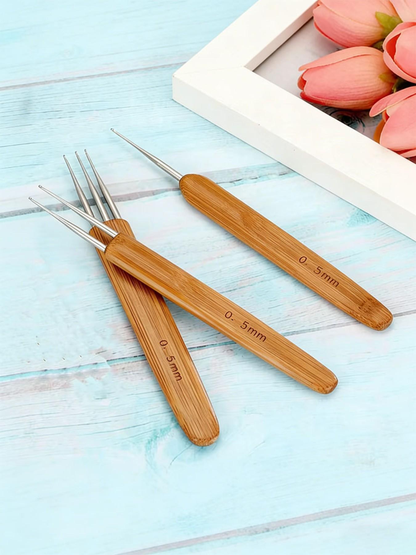 0.5mm High-Quality Wooden Handle Crochet Hook, Precise Needle Tip, Ideal for Wigs, Braiding, Hair Extensions, Handmade Crafting Tools