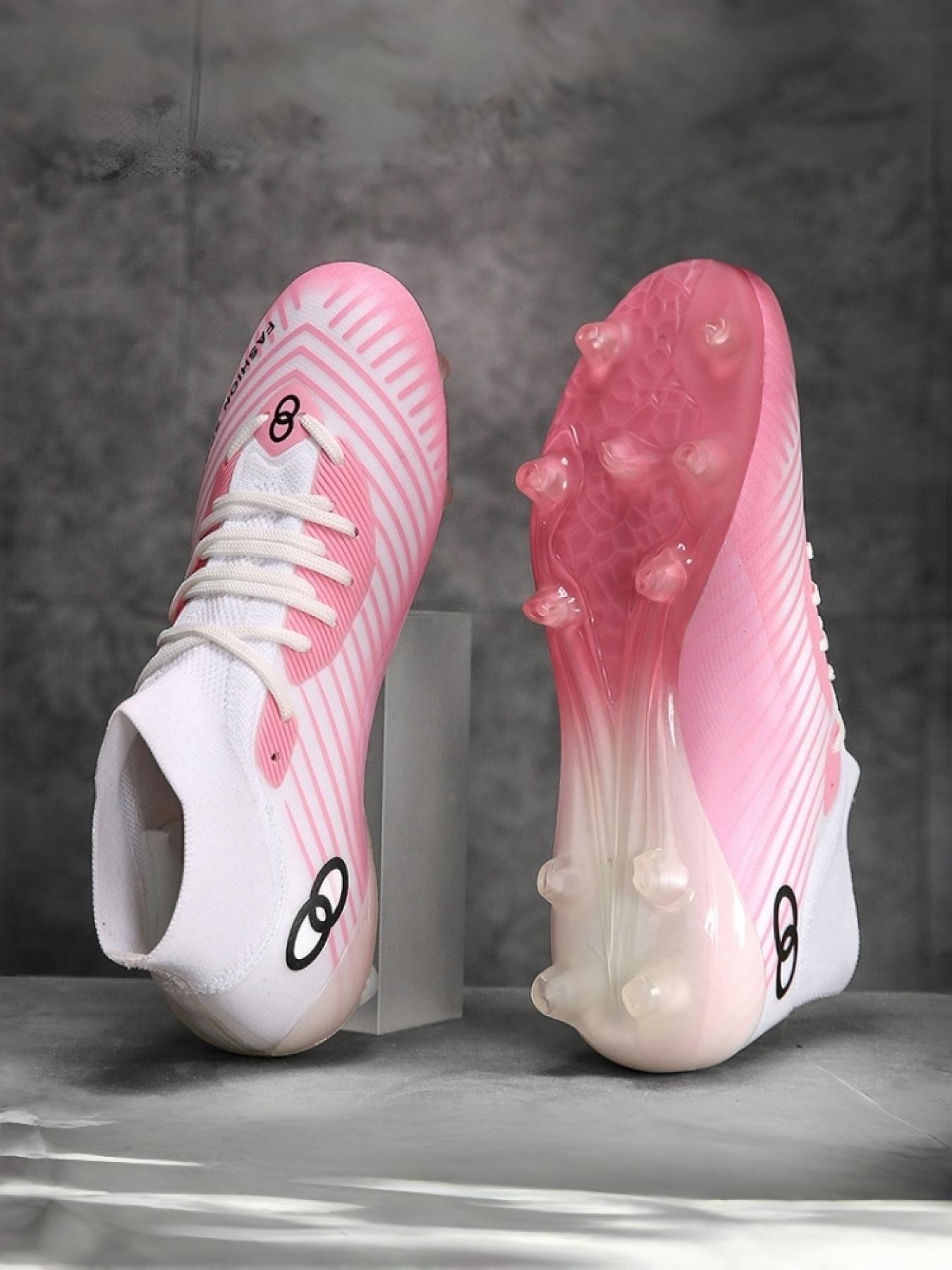 1 Pair Unisex Professional High Top Sock Football Match Shoes Soft Lining Lightweight Breathable Rubber Grip Outsole For Natural Grass