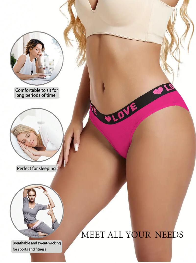 12pcs, Seamless Letter Printed Contrasting Slim Fit Triangle Pants, Simple, Comfortable, Breathable, Seamless Elastic Underwear, Women'S Underwear And Underwear Womenswear Panties underwear women period underwear period underwear Womenswear Panties