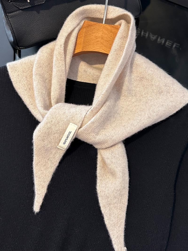 Women's elegant Korean triangular scarf niche 100% wool triangular scarf women's wool hijab knitted scarf multifunctional warm knitted shawl, perfect for Christmas and New Year gifts Hooded Scarf
