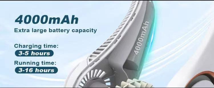 Hands-free neck fan for sports, travel and office use - Rechargeable bladeless cooling technology with up to 8 hours of run time - Wearable headphone design provides cooling for face, neck and shoulders as you move, 2025 New Model, fathersdaygifts