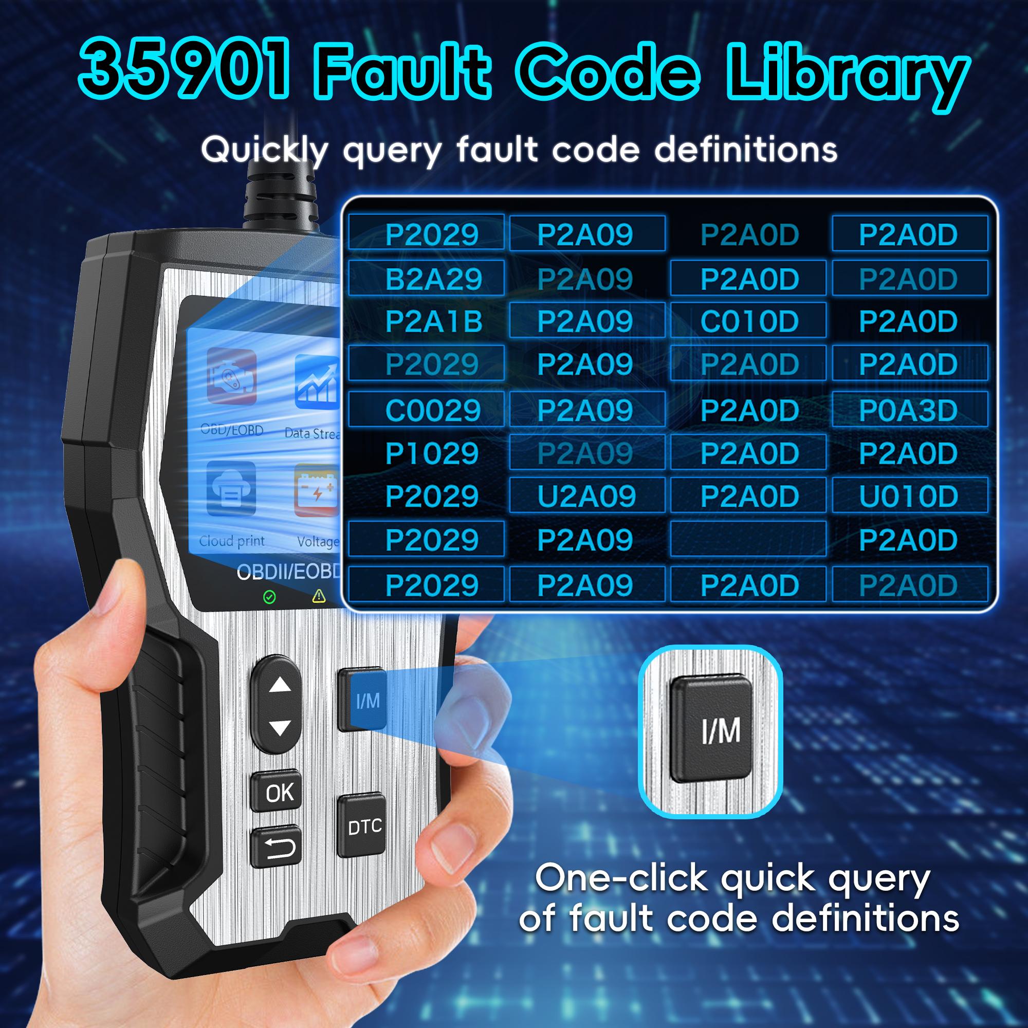 Professional OBD2 Scanner Diagnostic Tool, Check Engine Code Reader with Reset, Engine Fault Scanner, Diagnostic Scan Tool, OBDll/EOBD Car Diagnostic Tool