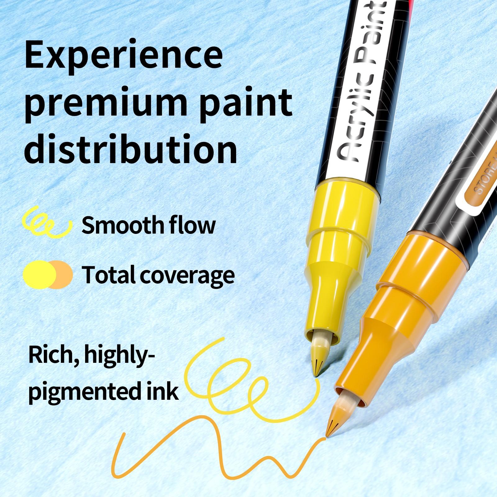 Flysea Acrylic Paint Markers, Multipurpose Marker Pen, 22-Piece Set, Fine Tip 0.7mm, Quick-Drying, Non-Blotchy, Ideal for Stone, Wood, Metal, Glass, Canvas, DIY Crafts