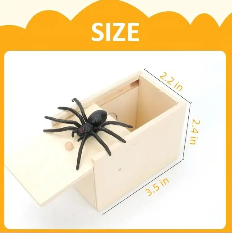 Original Spider Prank Box - Wooden Jump Scare Gag Gift for Adults, Val ...