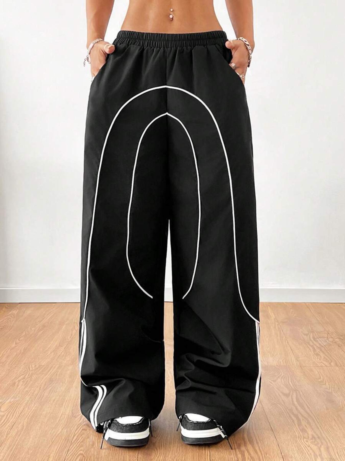 Men's Asymmetrical Patchwork Hip Hop Pants Loose Fit Joggers Fall Winter Street Fashion Comfortable Wear Modern Urban Style Bottoms