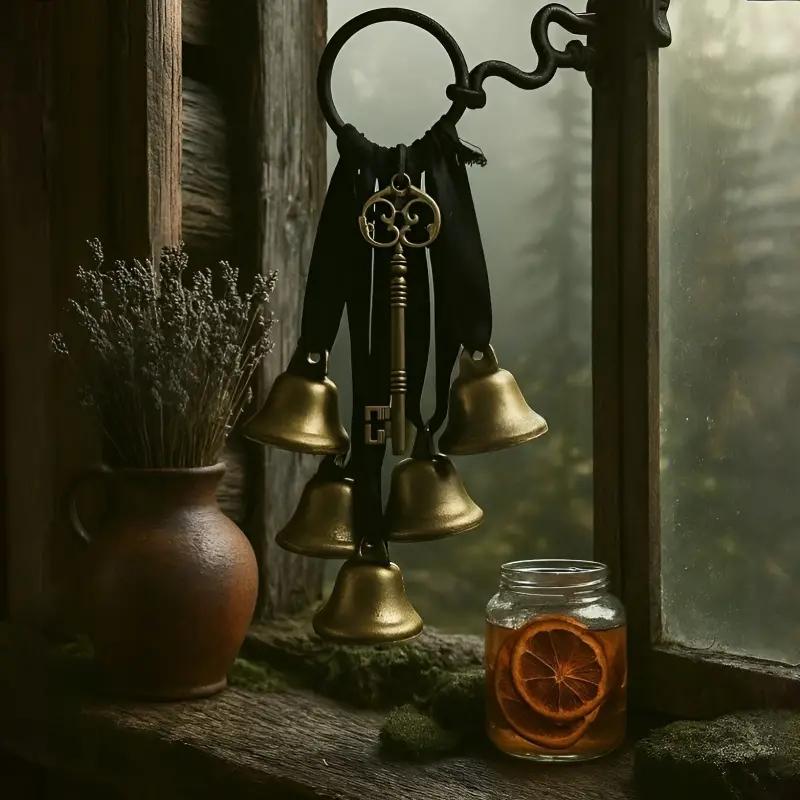 Boho Witch Bell Home Protection, Metal Wall Hanging with Ribbon, Interior Wall Decor, Feng Shui Decor Ornaments, Remove Negative Energy, Perfect Magic Gift