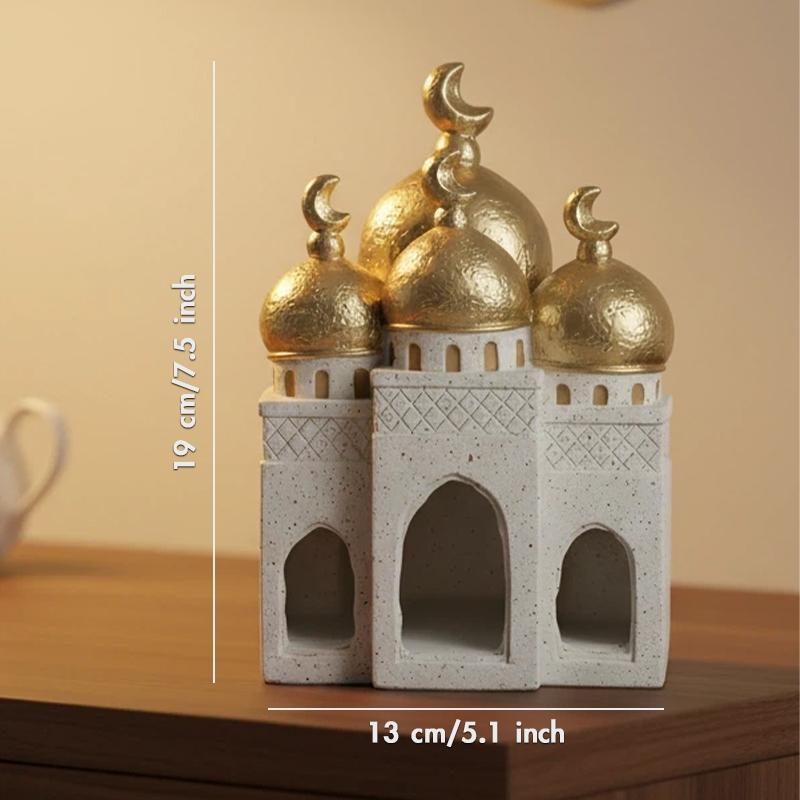 1pc Middle Eastern Style Castle Architecture Statue, Ramadan & Eid Festival Religious Decor for Home Mantel Display