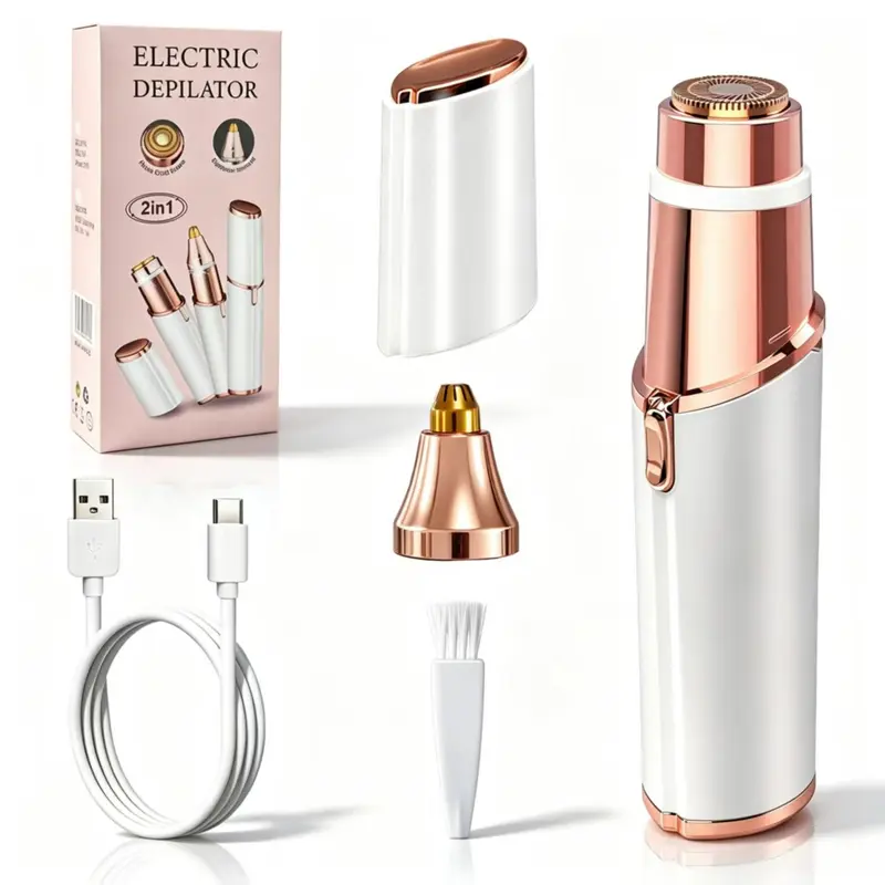 USB Rechargeable 2 in 1 Electric Eyebrow Trimmer, 1 Box Electric Eyebrow Shaver & Accessories, Portable Eyebrow Trimmer for Women, Clipper Razor, Rechargeable Shaver Set, Trimmer Foil Shaver, Cordless Portable Shaver, Shaver Razors, Eyebrow Hair Shaver