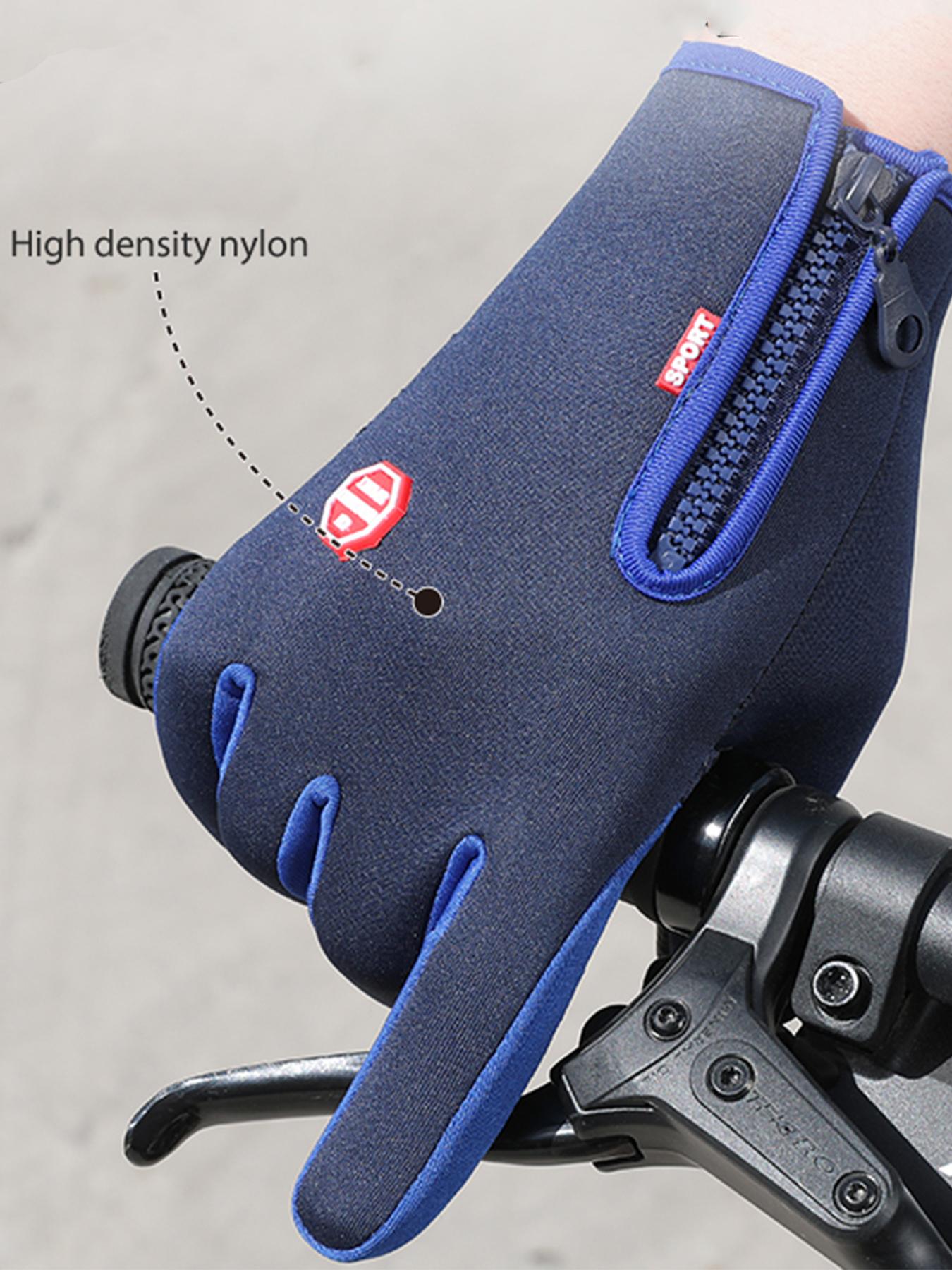 Spring Autumn Outdoor Sports Fleece Lined Cycling Gloves Waterproof Touchscreen Mountaineering Gloves Zipper Gloves Outdoor Activity Gloves