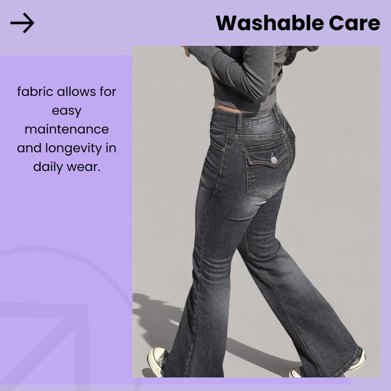 GILIPUR Y2K Women's Mid-Stretch Flared Vintage Wash Jeans, Women's Vintage Mid-Low Waist Waisted Flare Jeans, Starched Jeans Girls, 90s Outfits, Mom Jeans, Fit Jeans, Cute Bell-Bottomed, Denim Trousers For All Seasons And All Occasions，Kardashian Style