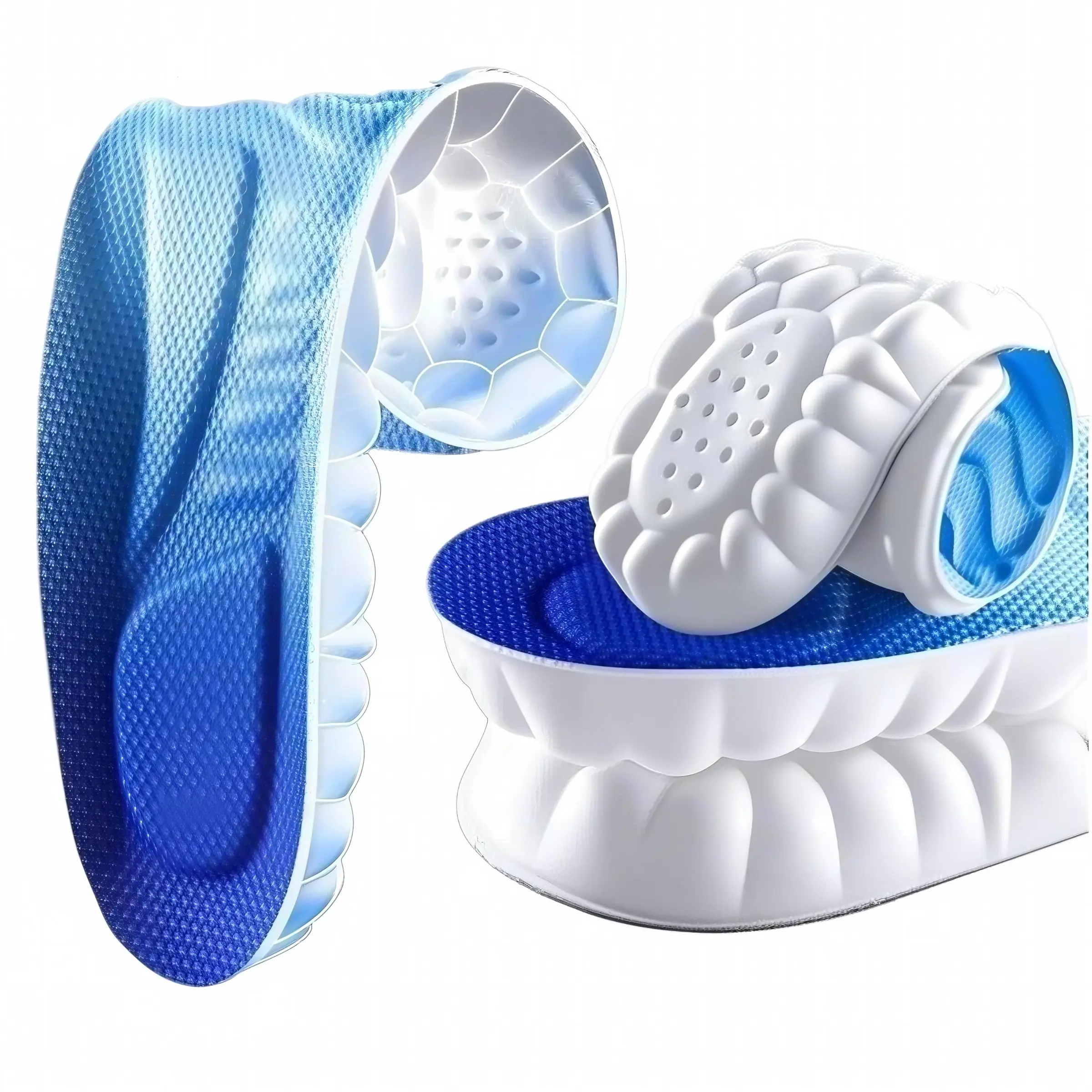 1pair 4D Sports Insoles, Soft High-Elastic Shoe Pads with Arch Support, Breathable Deodorant Shock-Absorbing Cushion for Running, Training and Daily Wear