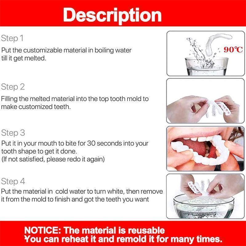 Teeth Veneers Whitening Dentures Braces Temporary False Teeth Cover Perfect Smile Comfortable Fit Denture Kit