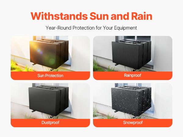 VEVOR Air Conditioner Cover, 20.87x 15.75x 14.96 inch Ac Cover for Air Conditioning Unit, Double-Layer, Waterproof Polyester Fabric, Adjustable Shoulder Strap, Universal Size for Outdoor Outside