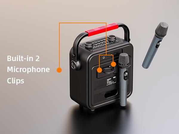 Karaoke Machine 2 Wireless Microphones, Portable Bluetooth Speaker w/PA System for Adults & Kids with LED Lights, Bass/Treble Adjustment, Supports REC/TWS/FM/AUX/USB/IF Card for Party
