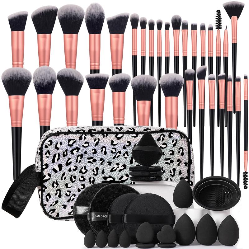 Professional Makeup Tool Set, 54pcs/set Cosmetic Brush & Sponge & Puff & Headband & Brush Cleaning Bowl Set, Multi-use Facial Makeup & Cleaning Accessories for Daily Use, Makeup Brush Kit, Face Brush Set